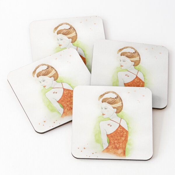 Item preview, Zodiac Scorpio Woman Watercolor Portrait in Red and Green designed and sold by artsome-design.