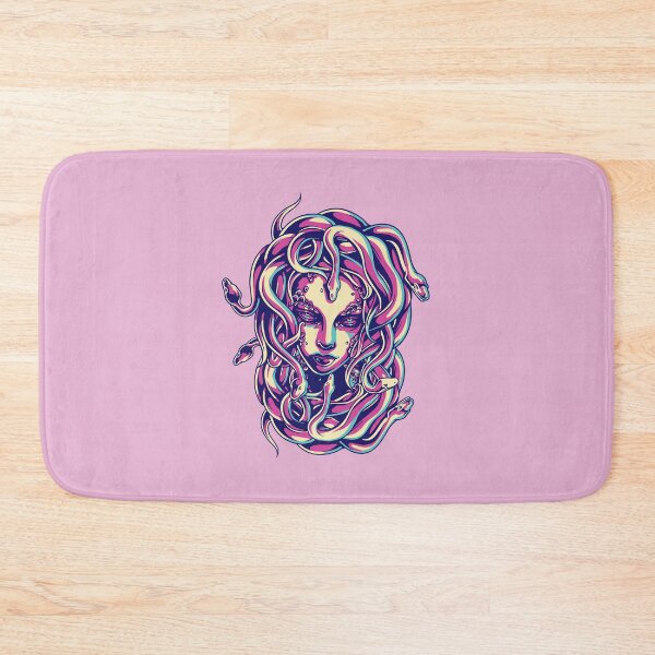 Item preview, Gaze of the Gorgon: Face of Medusa / Gorgo The queen with snakes - teal/pink - pink background designed and sold by Kinisis.