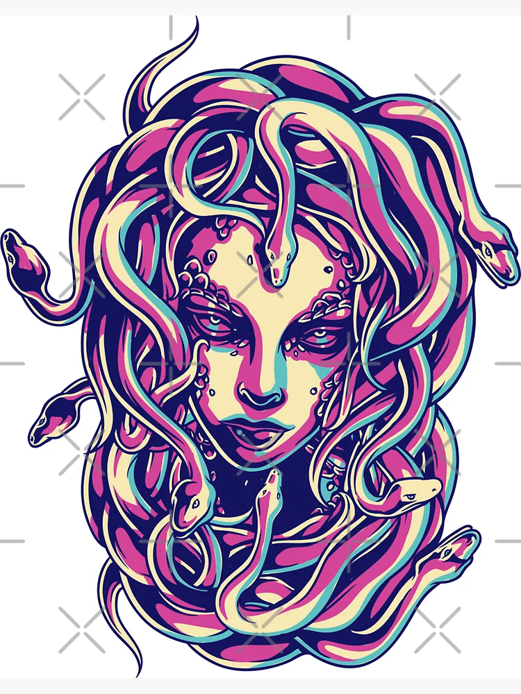 Gorgon Greek Goddess Medusa with Snakes for Hair Design by Gnarly Magnet  for Sale by ChattanoogaTee