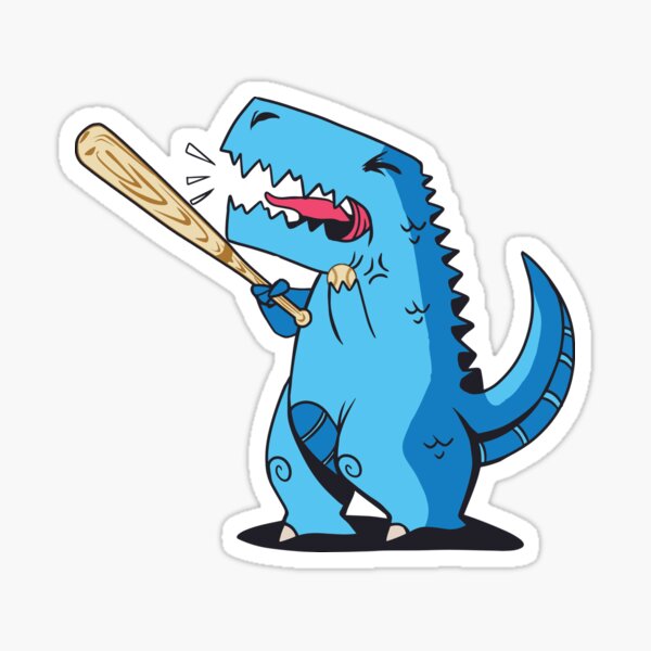  Baseball Dinosaur Dino Kids T-Rex Baseball Bat Softball Baseball Accessory Outfit Baseball Player Gift for those who want to learn or learn the college baseball game rules. Perfect birthday gift idea Sticker
