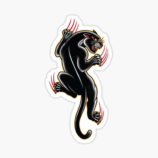  schwarze Katze Illustration. Panther Tattoos: Wirklich Sticker