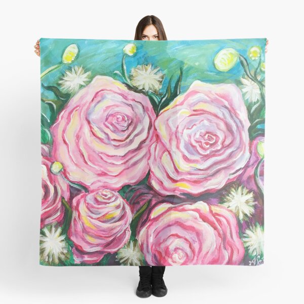 Pink Tea Roses Scarf