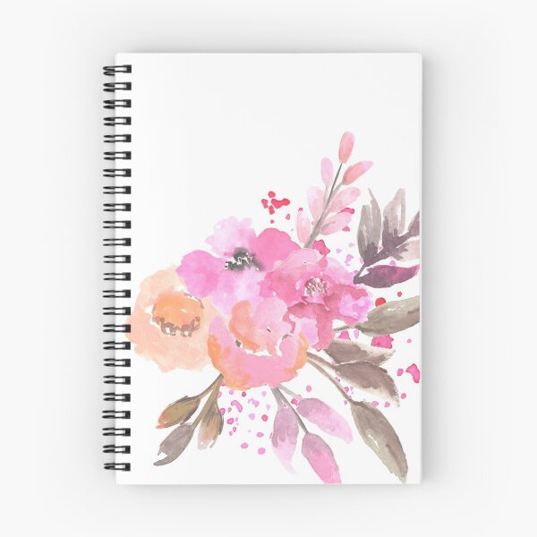 Item preview, pink and peach watercolor flower arrangement designed and sold by dodidoodles.