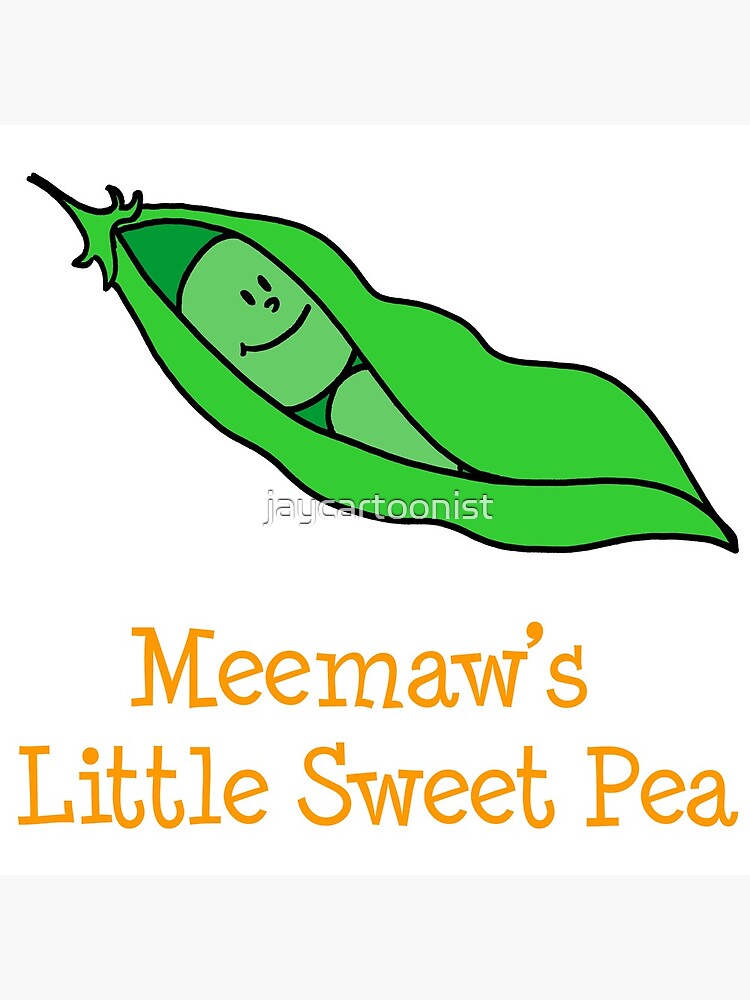 "Meemaw's Little Sweet Pea Cartoon Pea For Baby" Metal Print for Sale