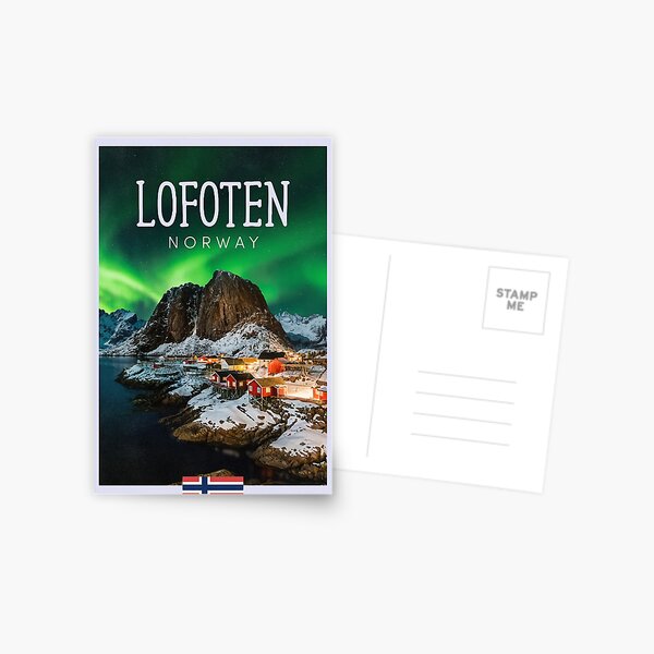 Aperçu de l'œuvre Les îles Lofoten, Norvège – Aurore boréale nocturne créée et vendue par JingleSnitch.
