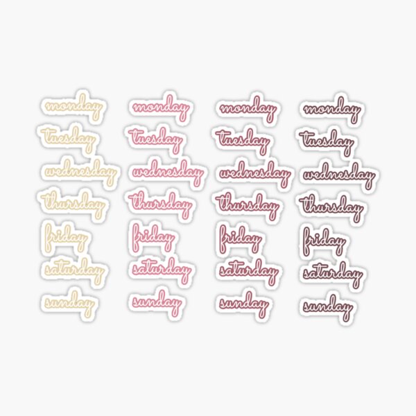 Days of the Week Sticker for Sale by nanapenguin