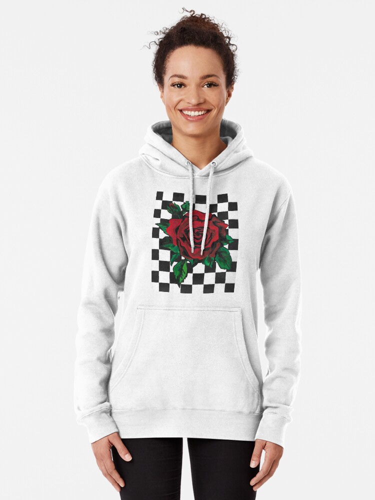 Checkered rose fashion hoodie