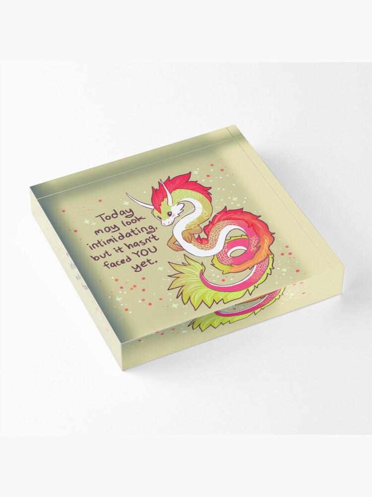 Alternate view of "Today May Look Intimidating" Encouraging Chinese Dragon Acrylic Block