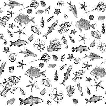 Artwork thumbnail, Sea things black & white by hidden-design