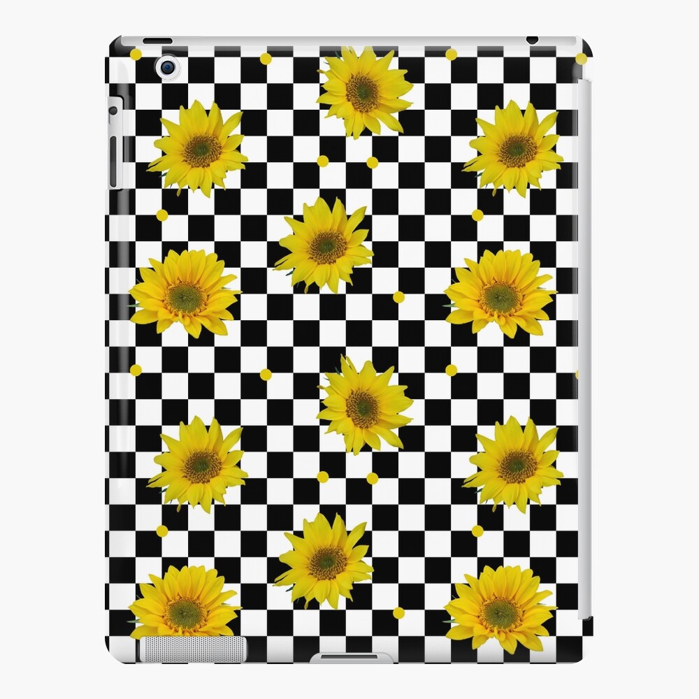 Black and white 2025 checkered with sunflowers