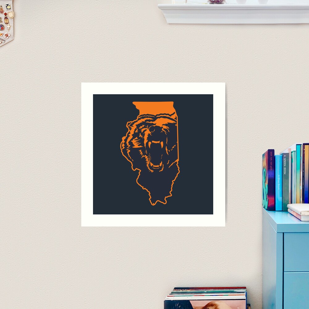 Chicago Bears Illinois State Map, an art print by ArtStudio 93 - INPRNT