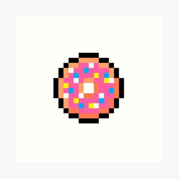 Cute Donut Pixel Art Art Print By Hughsurname Redbubble