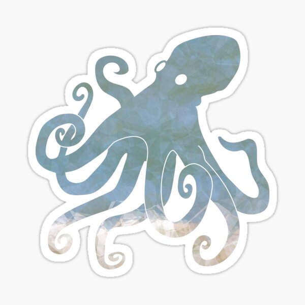 Octopus design, blue, black with pattern Sticker