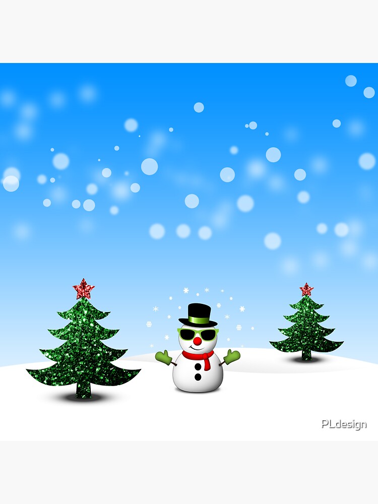 Cool Snowman and Sparkly Christmas Trees by PLdesign