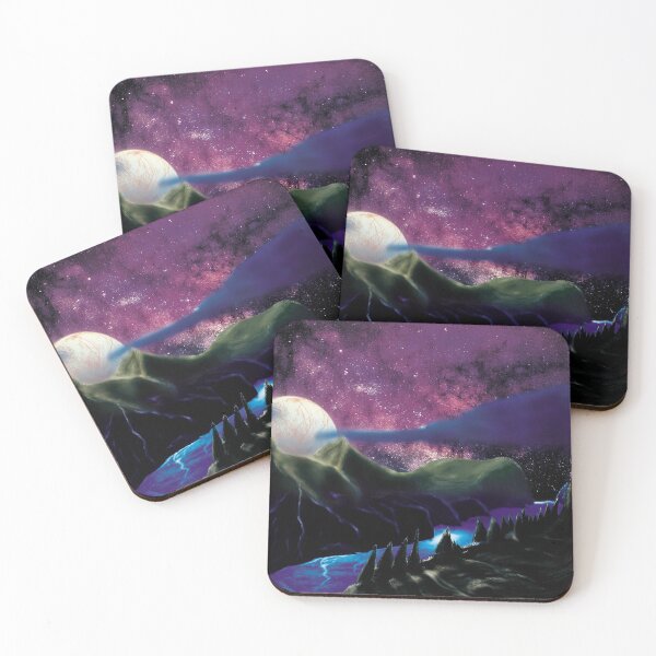 Item preview, Beautiful alien world landscape with pretty magenta nebula sky by Justin Cobb designed and sold by Justin Cobb.