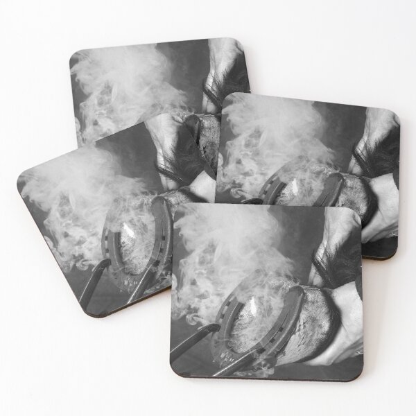 Item preview, Blacksmith with horseshoe black and white designed and sold by mhfoto.