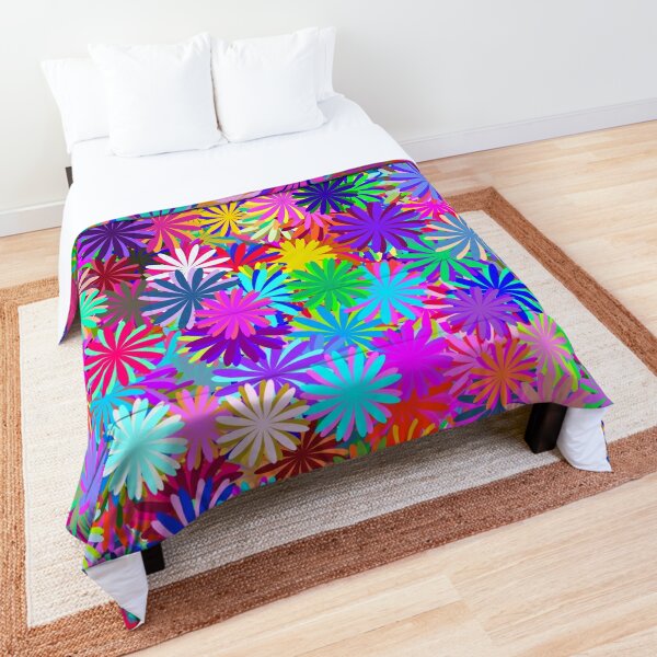 Meadow of Colorful Daisies Comforter