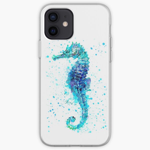Blue Watercolor Seahorse iPhone Soft Case