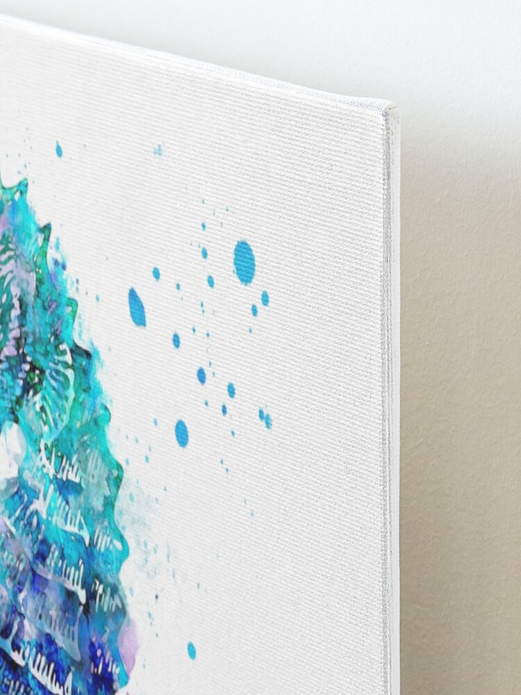 Alternate view of Blue Watercolor Seahorse Mounted Print