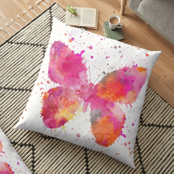 Artsy Butterfly pink and orange Floor Pillow