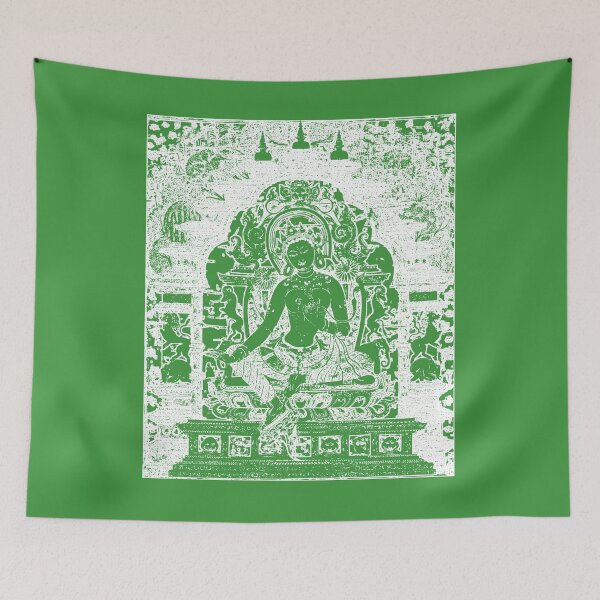 Item preview, Green Tara Tibetan Buddhism Vajrayana White Print designed and sold by h44k0n.