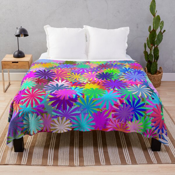 Meadow of Colorful Daisies Throw Blanket