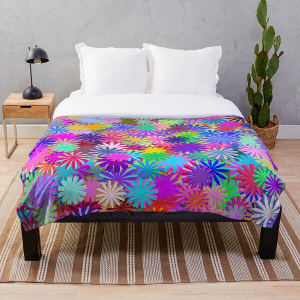 Meadow of Colorful Daisies Throw Blanket