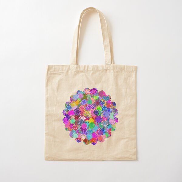 Meadow of Colorful Daisies Cotton Tote Bag