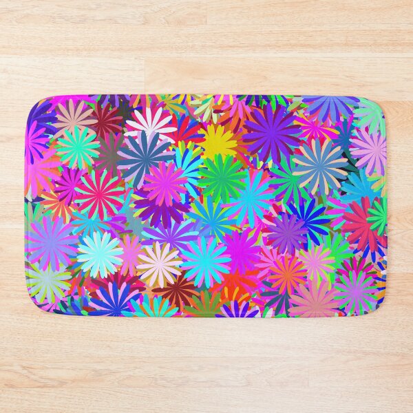 Meadow of Colorful Daisies Bath Mat