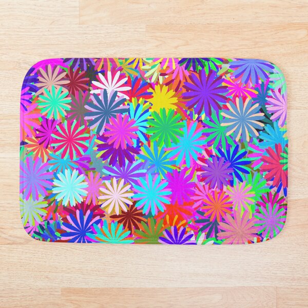 Meadow of Colorful Daisies Bath Mat