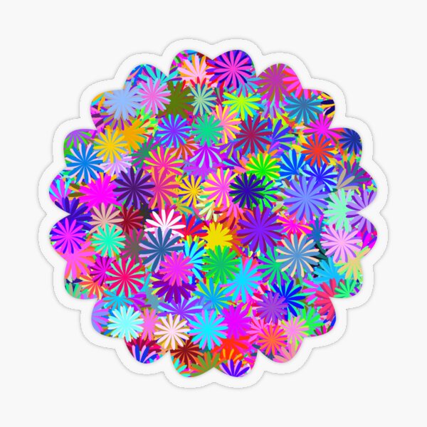 Meadow of Colorful Daisies Transparent Sticker