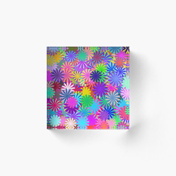 Meadow of Colorful Daisies Acrylic Block