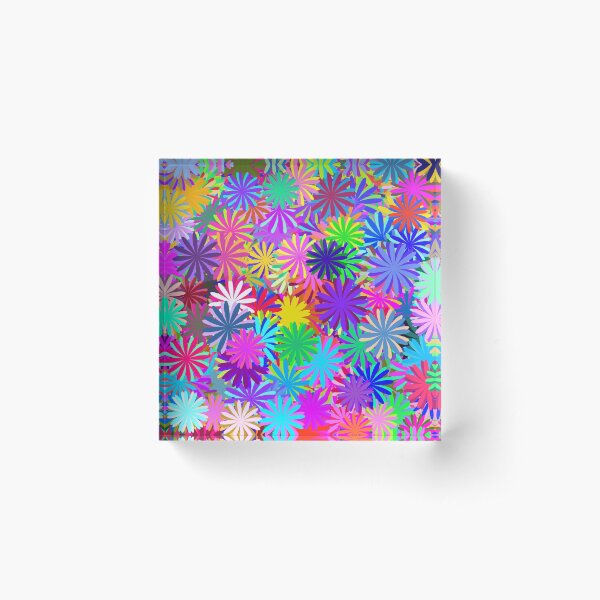 Meadow of Colorful Daisies Acrylic Block