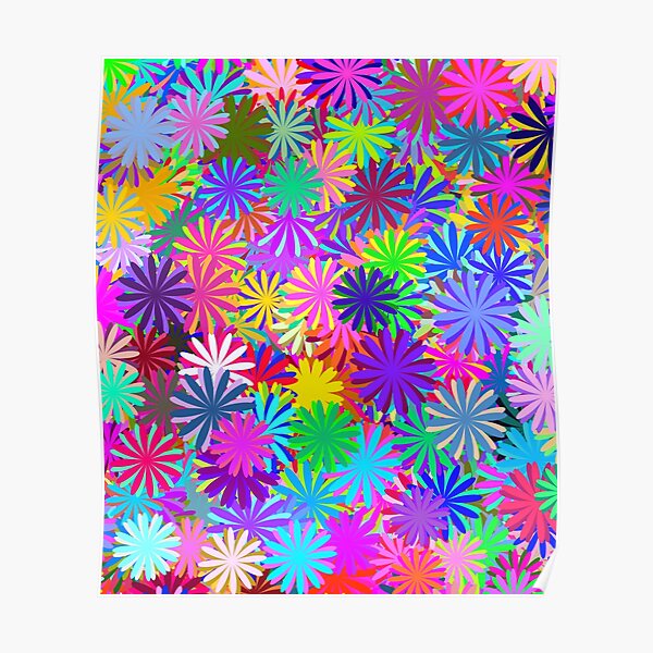 Meadow of Colorful Daisies Poster
