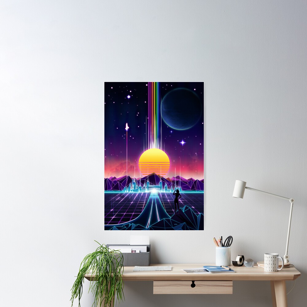 Neon-Sonnenaufgang Poster