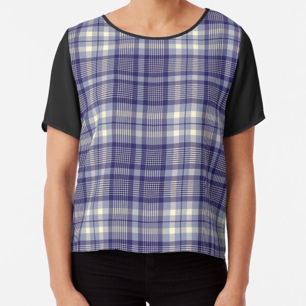 Blue Hues Plaid Pattern Chiffon Top