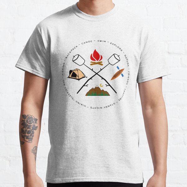 Campground Bonfire Marshmallow Rowboat Oar Lodge. Classic T-Shirt