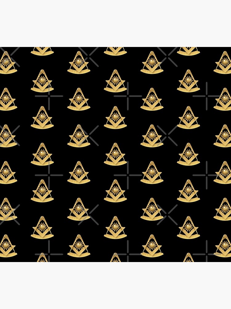 Freemason Pattern Gold Black Square Compass Masonic Men Women