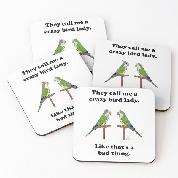 Item preview, Crazy Bird Lady with Quaker Parrots designed and sold by Laughing Parrot Studio.
