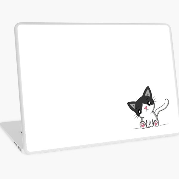 Cute cat - black and white Laptop Skin
