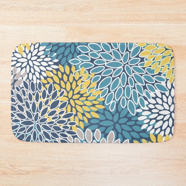 Item preview, Floral Bloom, Modern Print Art, Yellow, Teal and Blue designed and sold by meggydesigns.