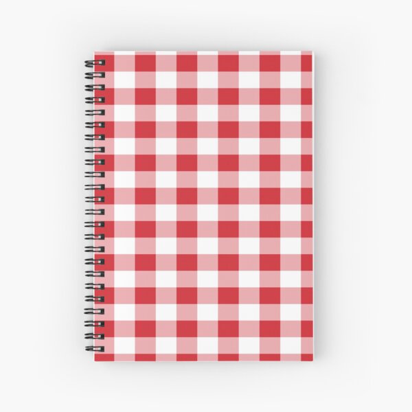 Red White Buffalo Plaid Gingham Spiral Notebook