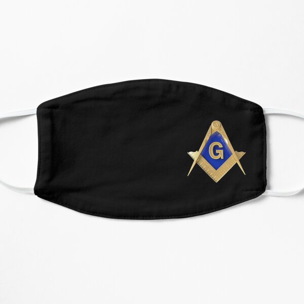 Freemason Gold Square & Compass Black Background Masonic Mask