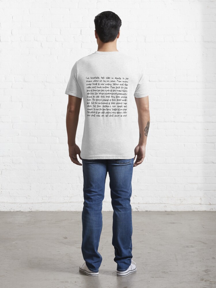 Romeo and Juliet Prologue Cursive Text Essential T Shirt