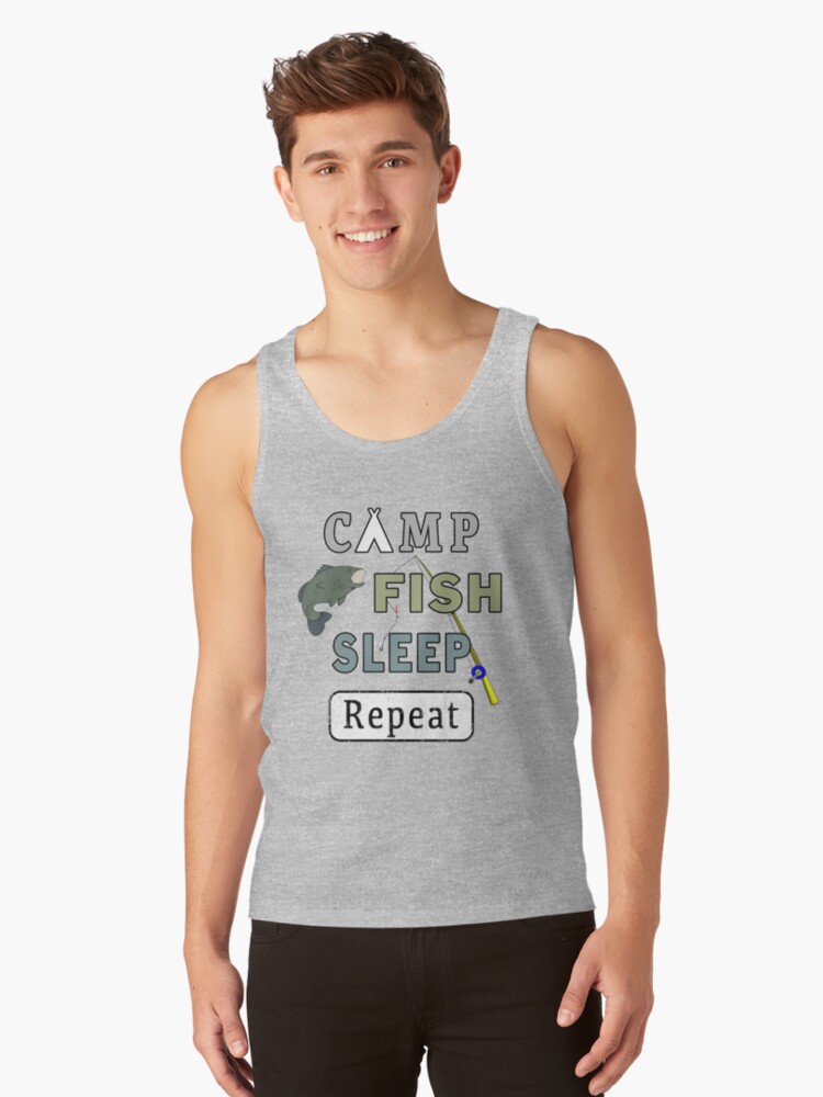 Thumbnail 1 of 3, Tank Top, Camp Fish Sleep Repeat Campground Charter Slumber. designed and sold by maxxexchange.