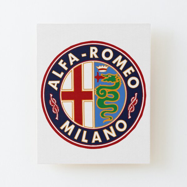 Antique Alfa-Romeo Classic Car Sign Wood Mounted Print