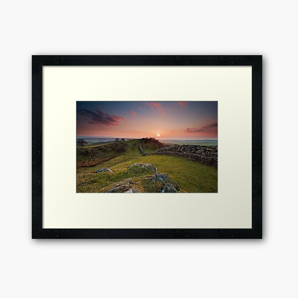 sunset hadrian's wall Framed Art Print