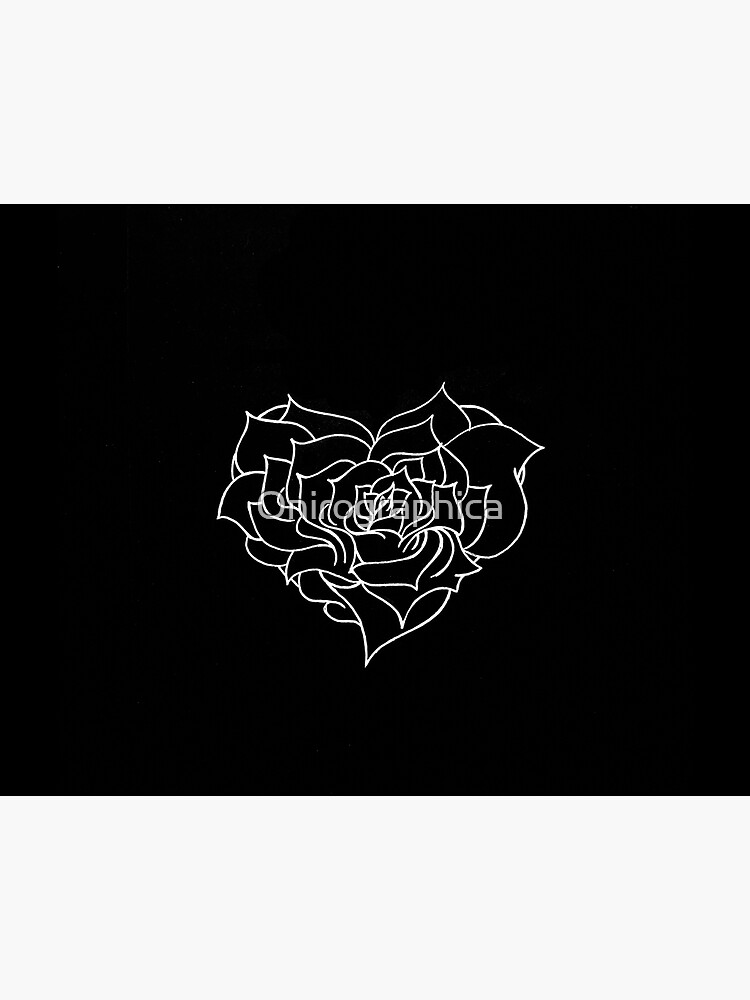 Aperçu 2 sur 2. Impression rigide avec l'œuvre Rose minimale - blanc sur noir créée et vendue par Onirographica.