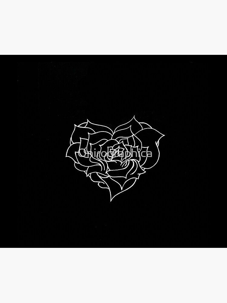 Aperçu 7 sur 7. Impression encadrée avec l'œuvre Rose minimale - blanc sur noir créée et vendue par Onirographica.