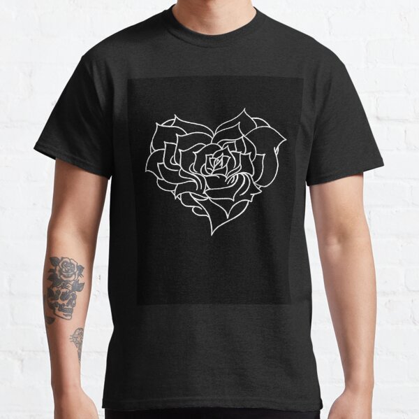 Minimal rose - white on black Classic T-Shirt